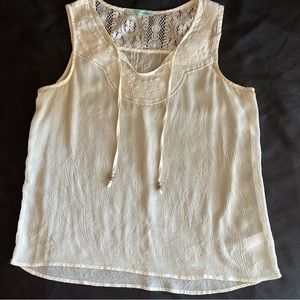 Maurices Shabby chic lace sheer tank top, oatmeal - XL
